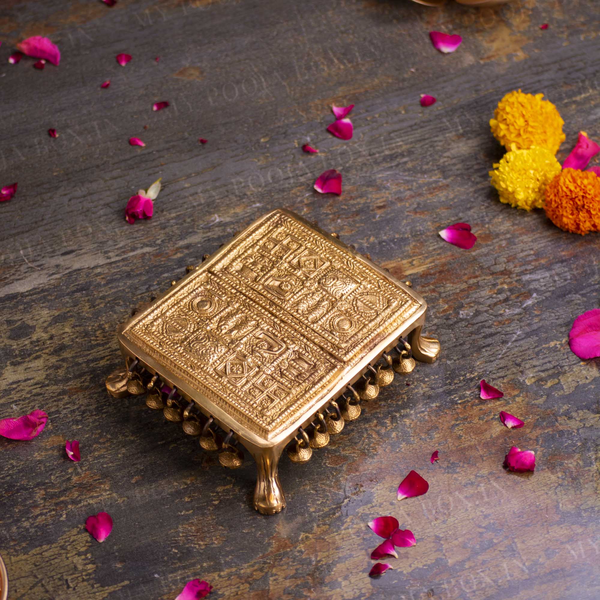 Traditional Pooja Chowki With Bells