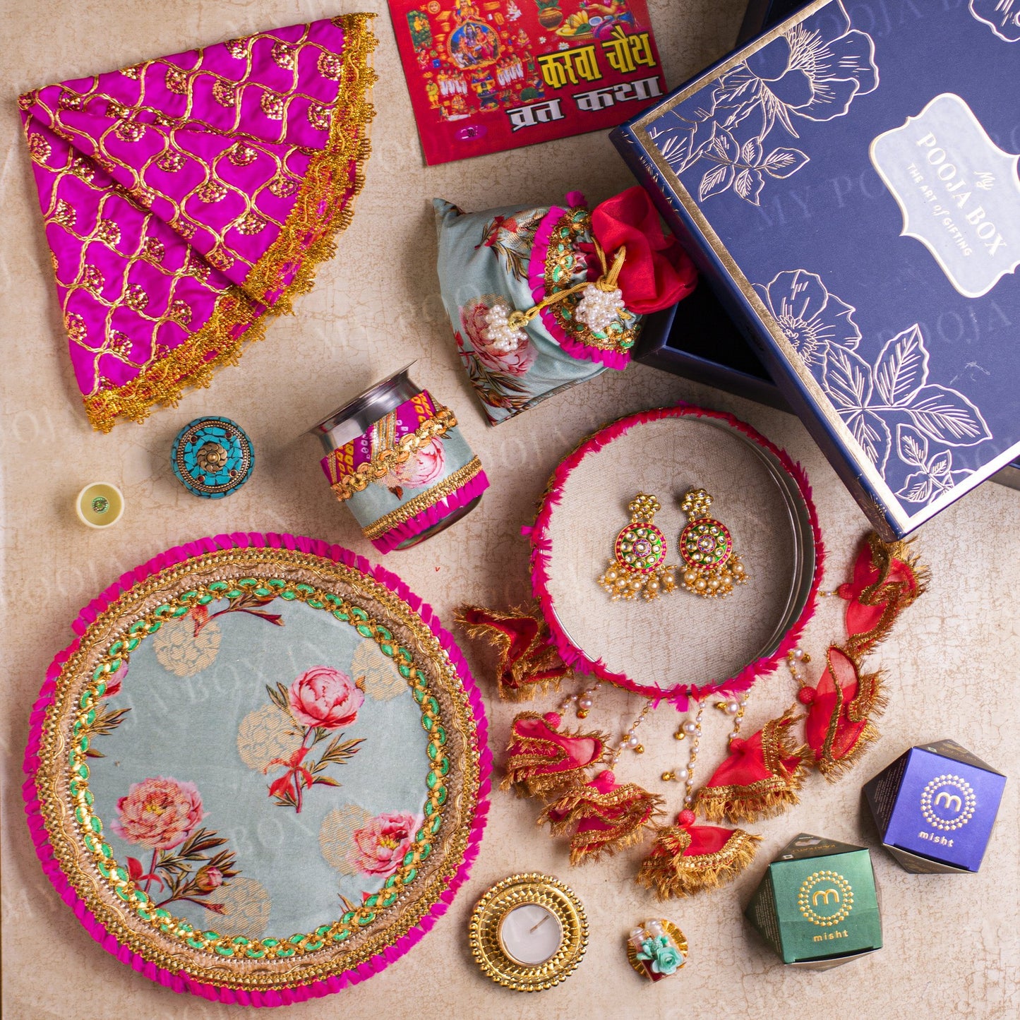 Blooming Peonies Floral Karwa Chauth Box