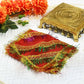 Red Designer Chowki Cover With Multicolour Lase