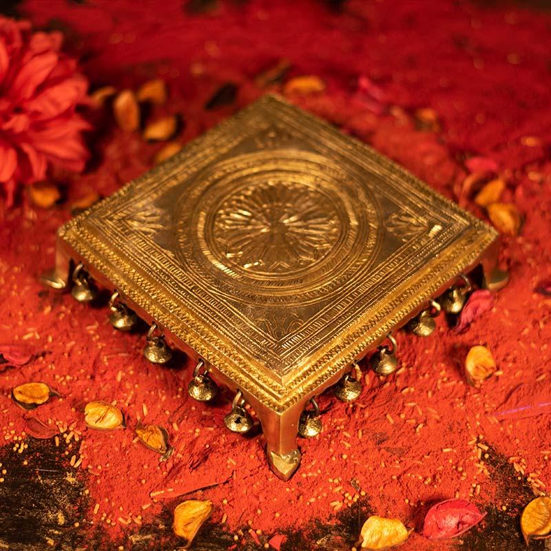 Antique Brass Pooja Chowki