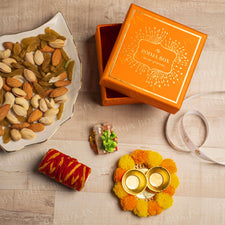 Tangerine Bhai Dooj Petite Box with Dry Fruits