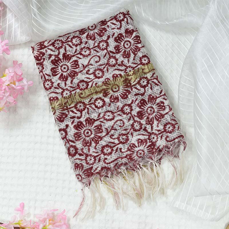 Beautiful Floral Pattern Kota Check Dupatta