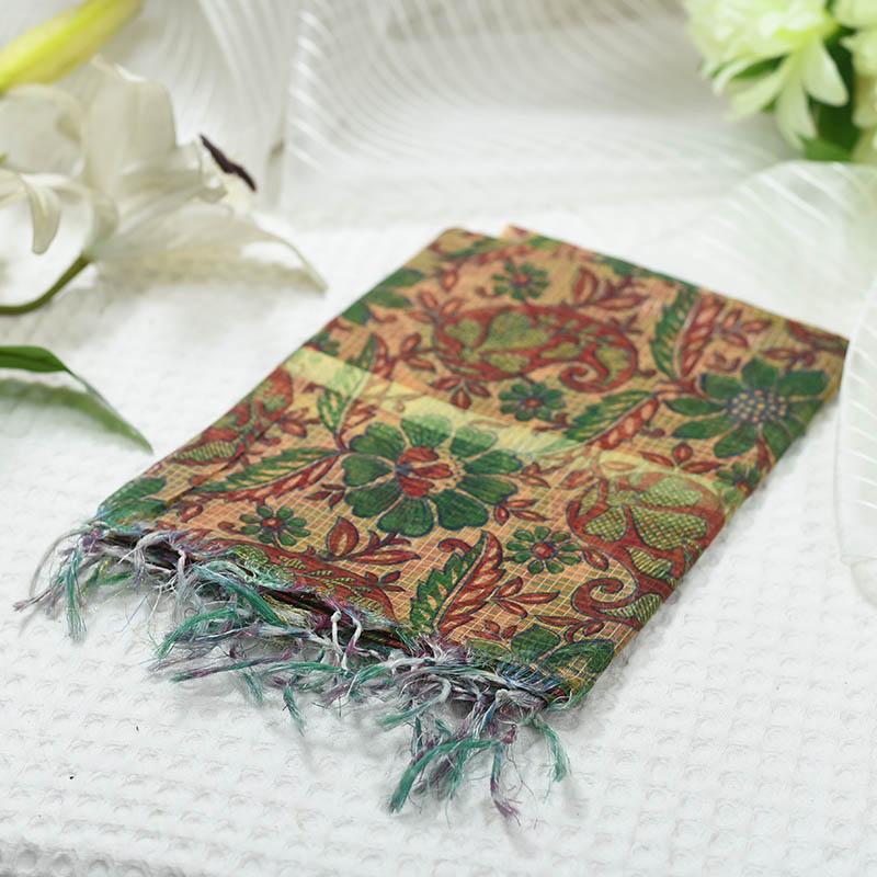 Floral Paisley Work Kota Check Dupatta
