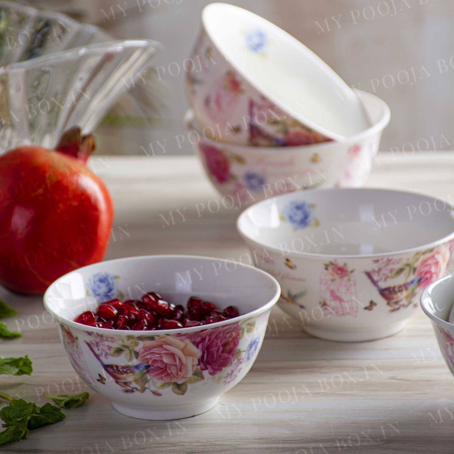 Floral Serving Bowls Set of 6