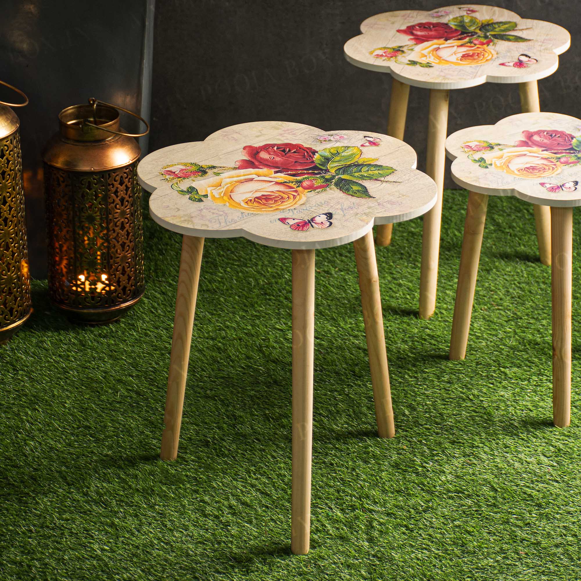 Floral Side Tables (Set of 3)