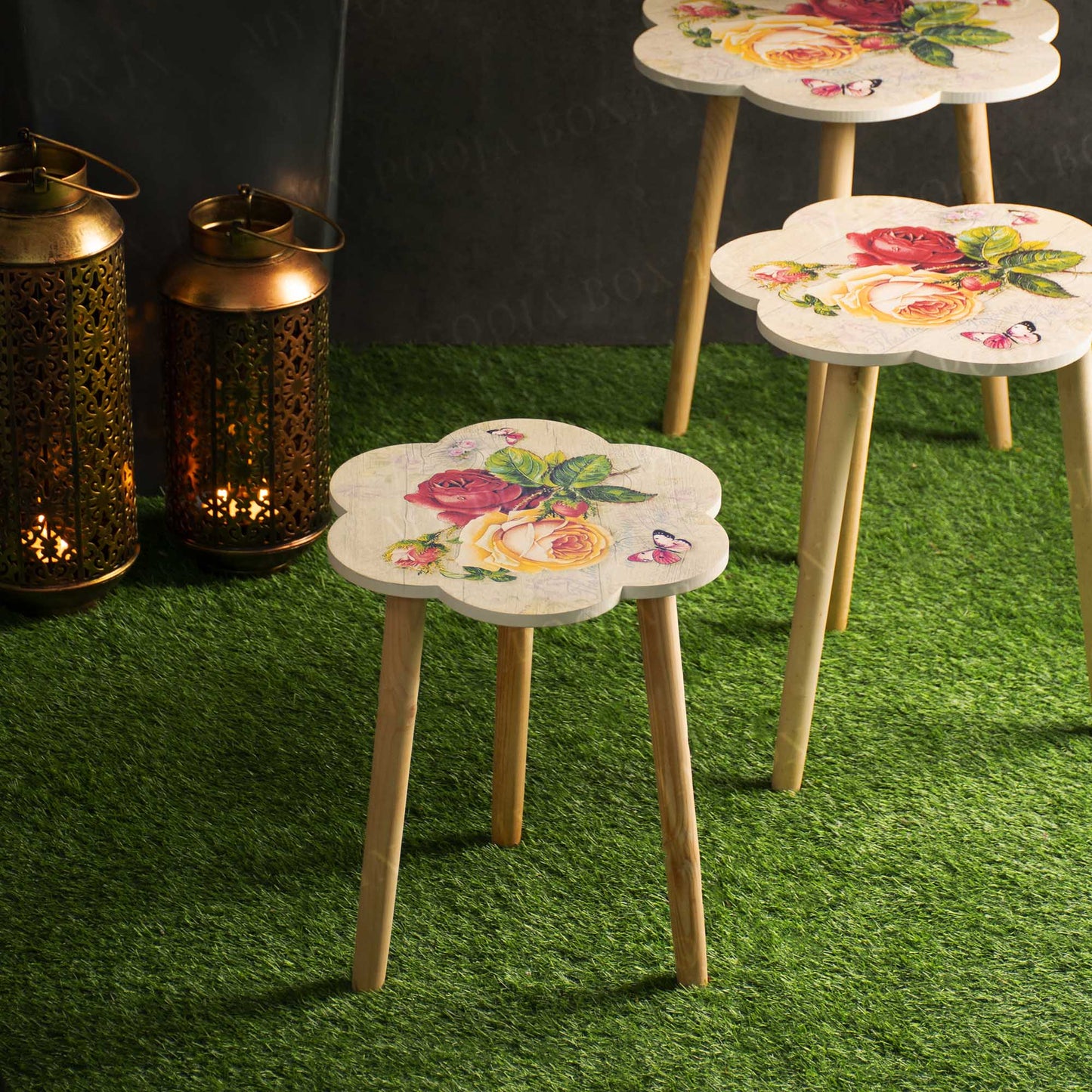 Floral Side Tables (Set of 3)