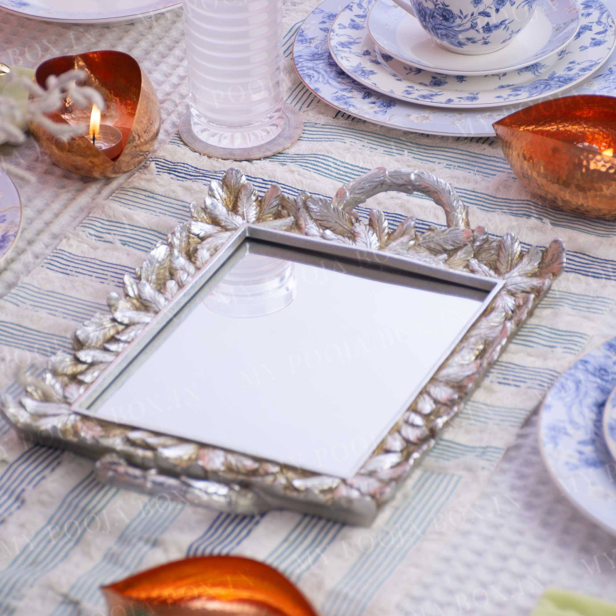 Square Elegant Glass Serving Tray