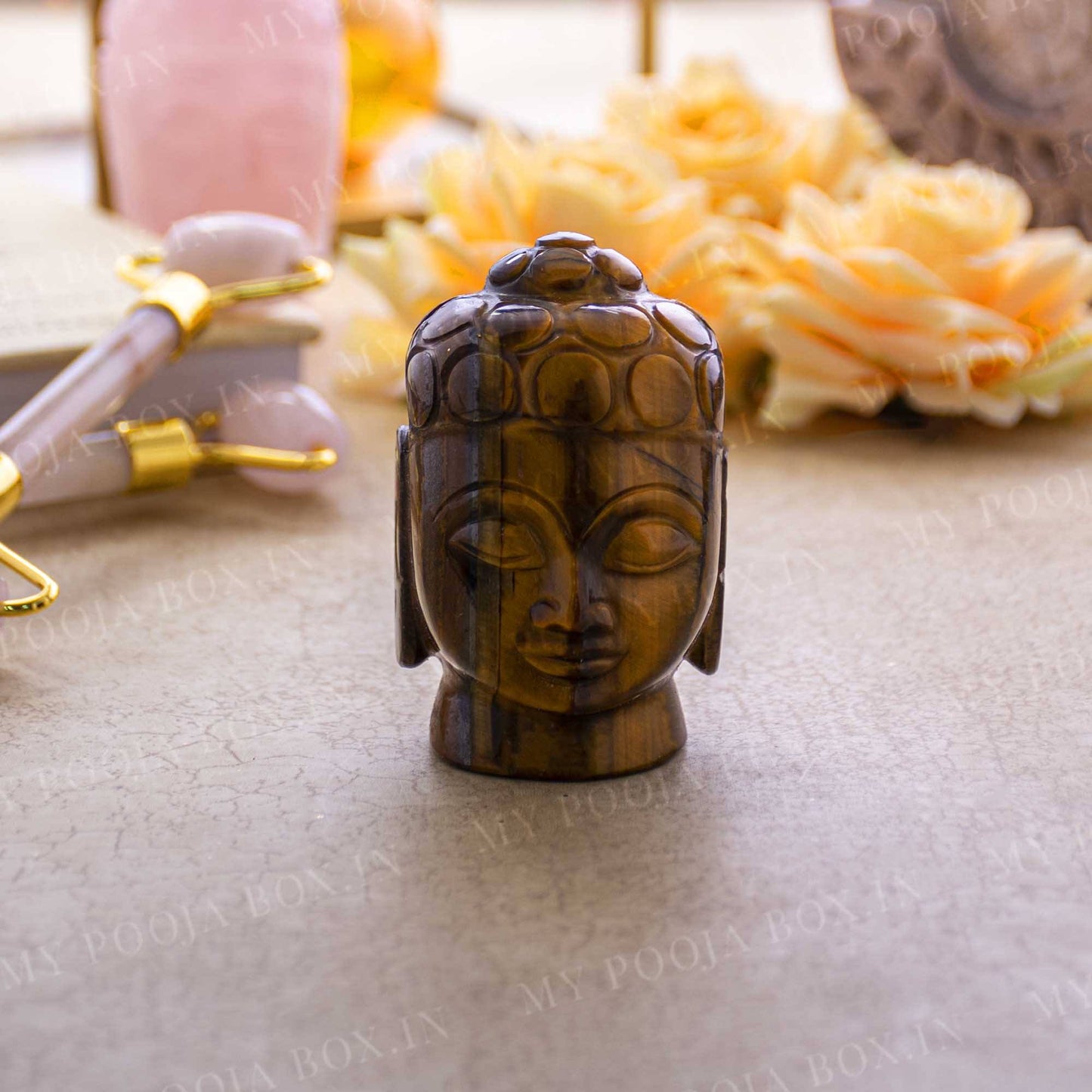 Tiger Stone Natural Crystal Buddha Head