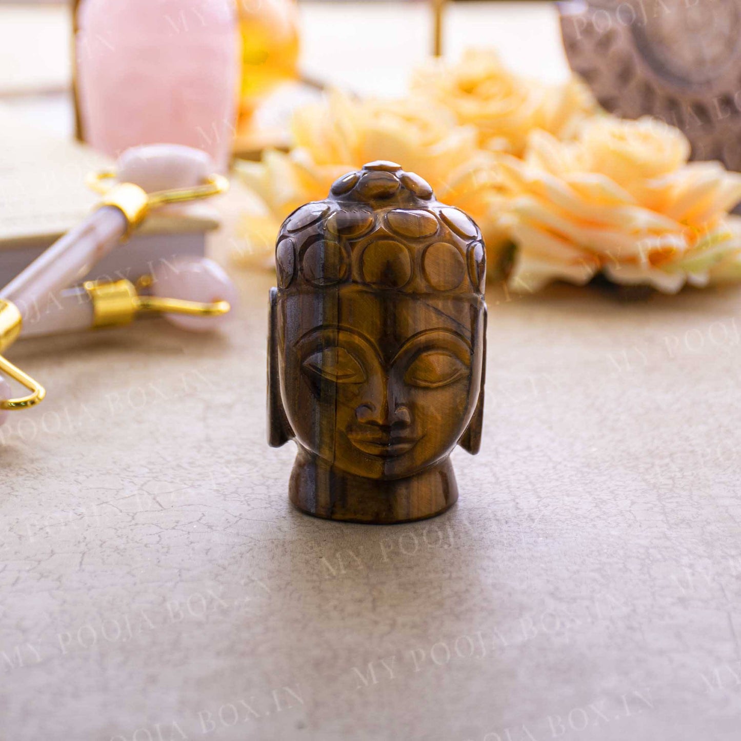 Tiger Stone Natural Crystal Buddha Head