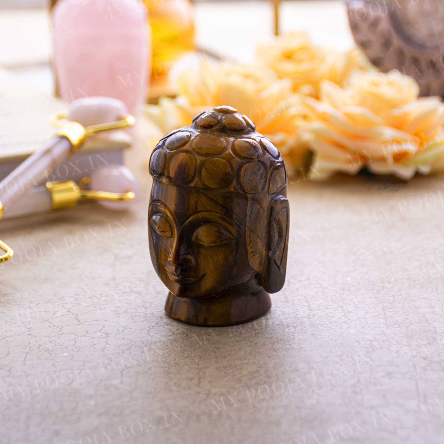 Tiger Stone Natural Crystal Buddha Head