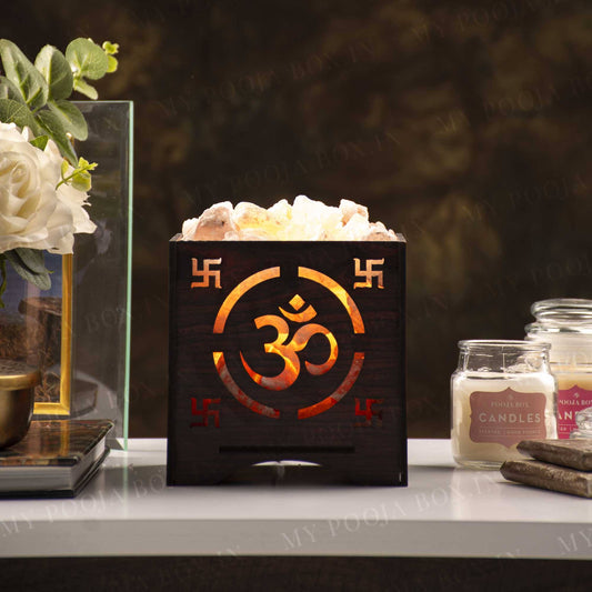 Om Himalayan Salt Lamp Basket