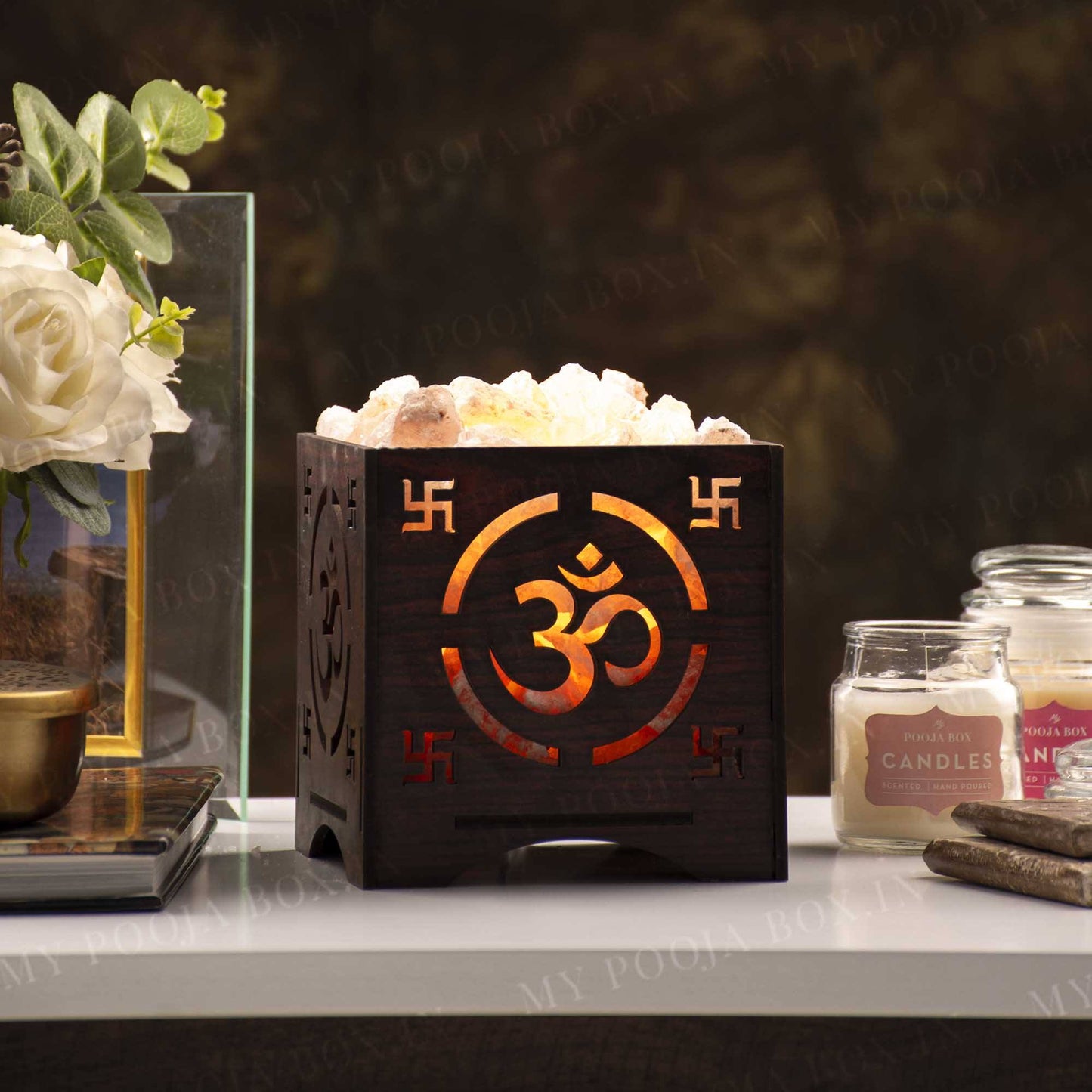 Om Himalayan Salt Lamp Basket