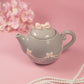 Pink & Grey Bow Tea Pot