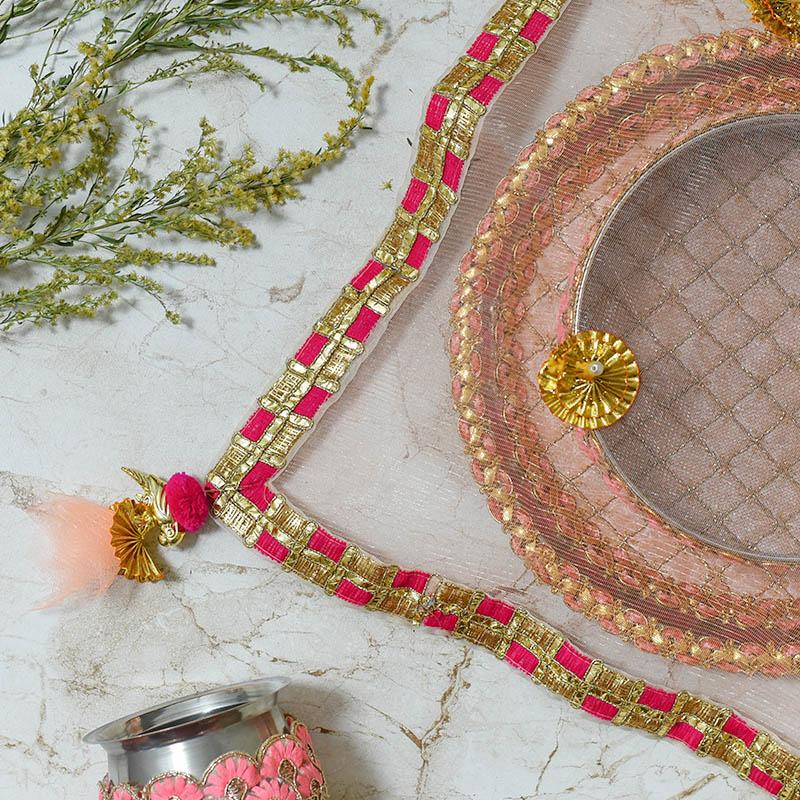 Beautiful Peach Thali Cover