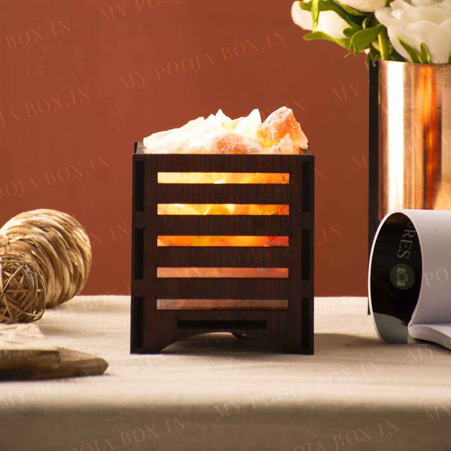 Rectangle Plywood Himalayan Salt Lamp Basket