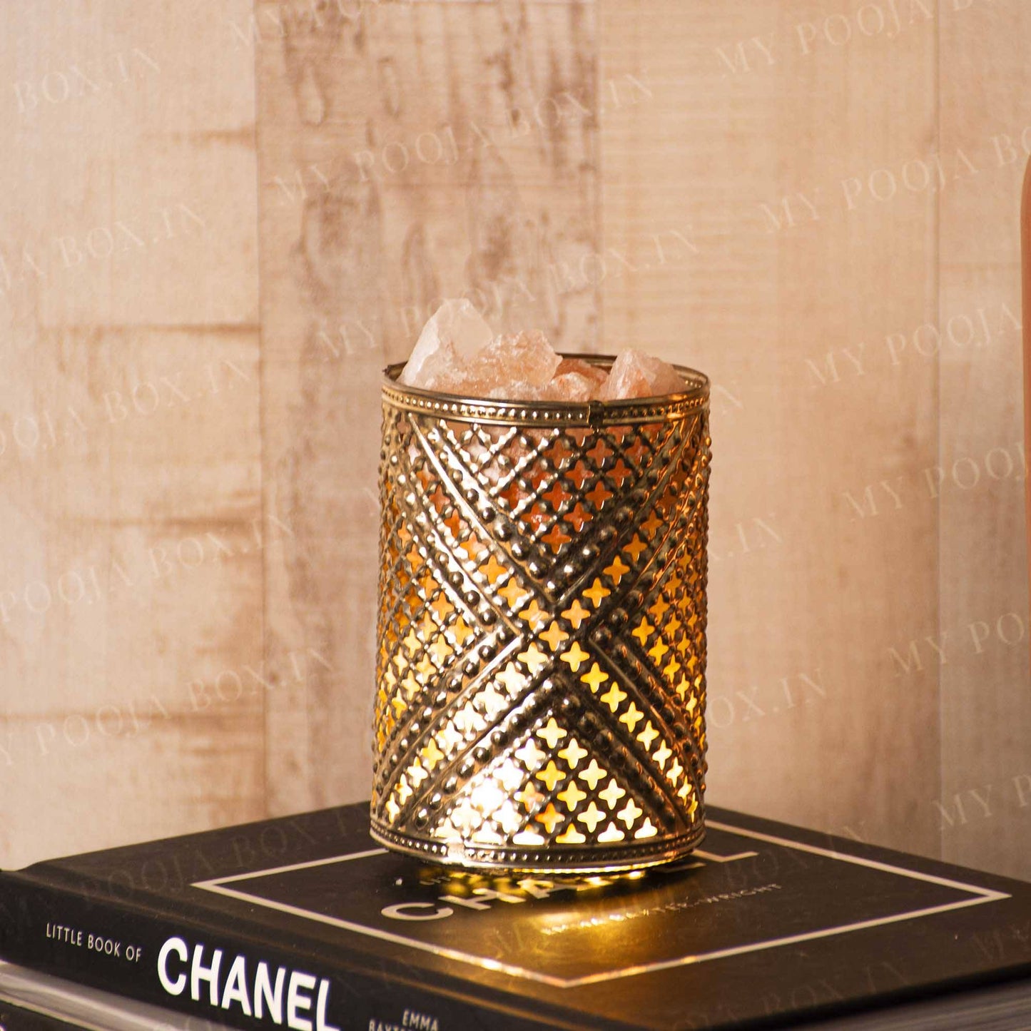 Exquisite Golden Miniature Himalayan Salt Lamp