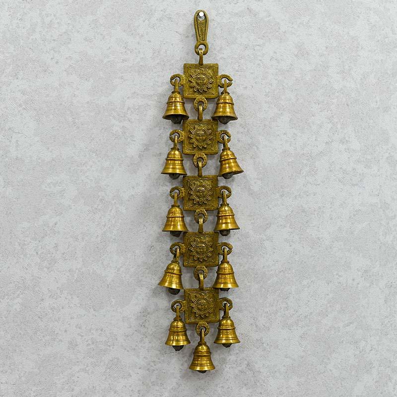 Antique Brass 11 Bells With Surya Figurine