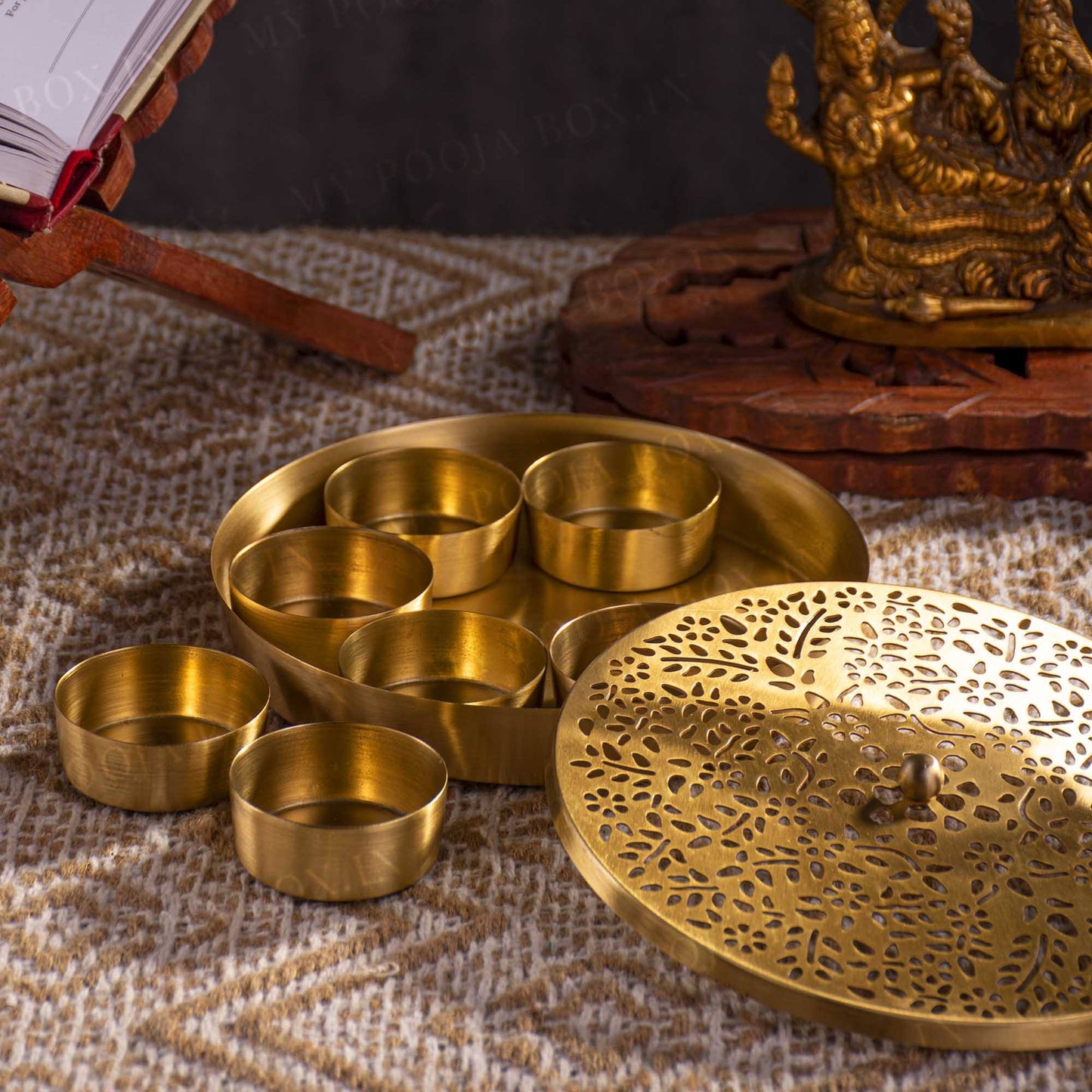 Unique Handcrafted Brass Pooja Samagridaan