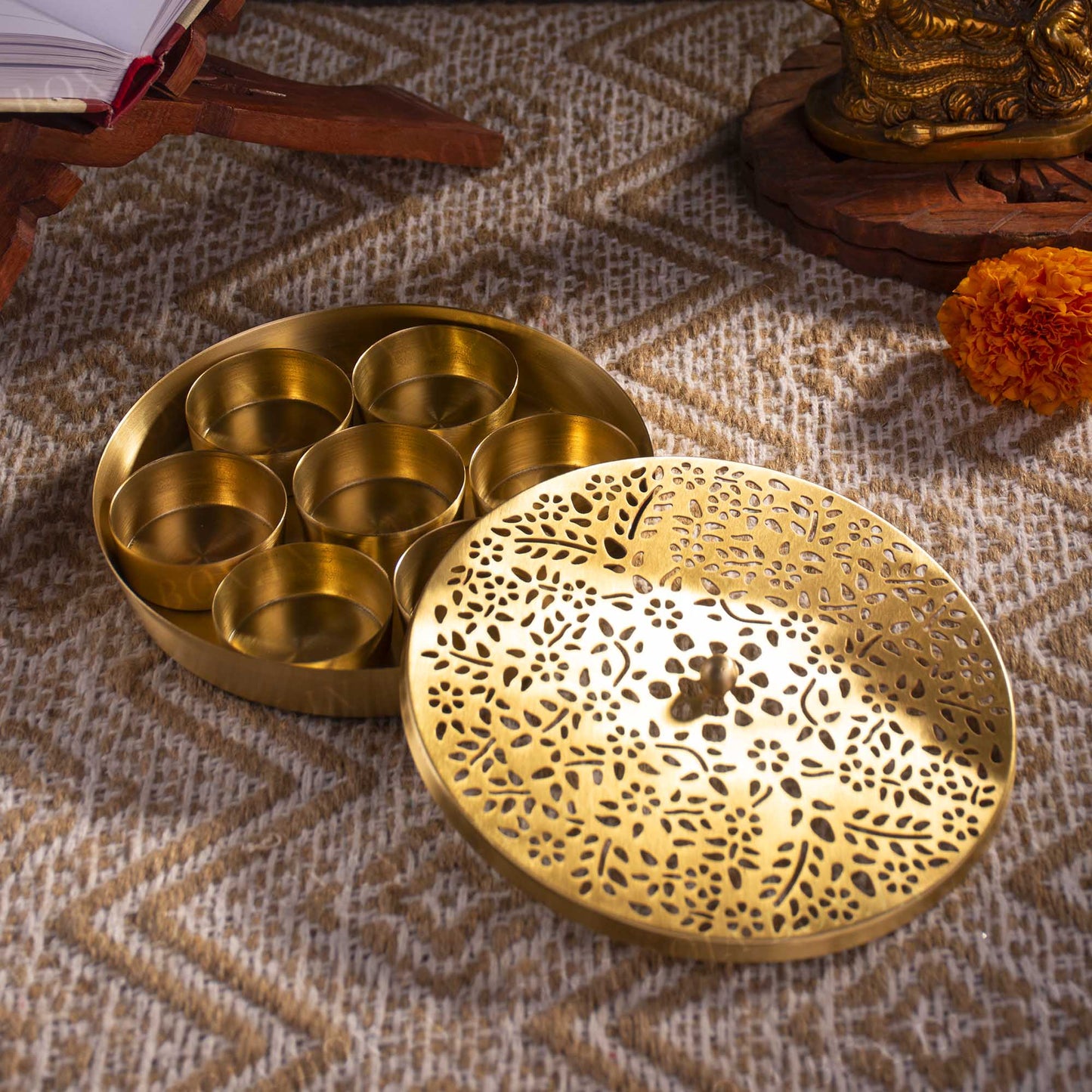 Unique Handcrafted Brass Pooja Samagridaan