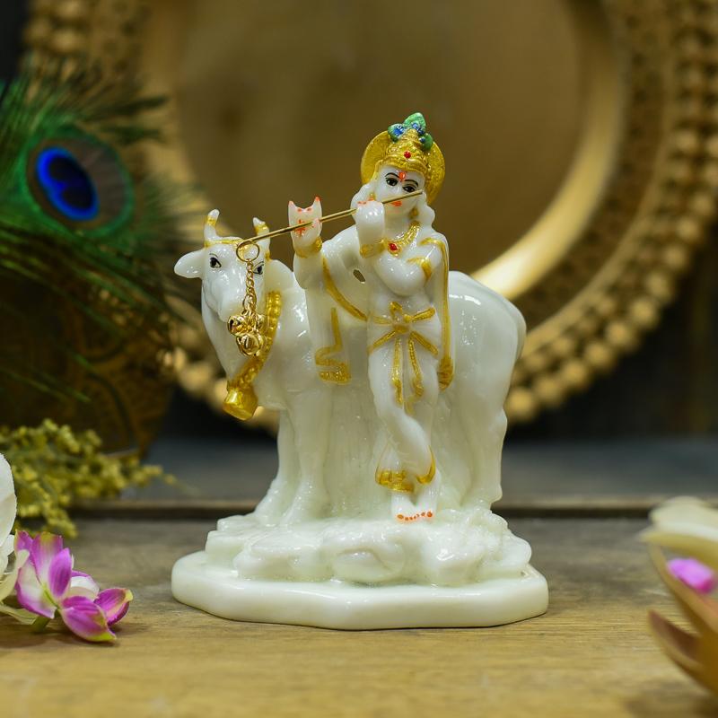 Glossy Krishna Cow Idol