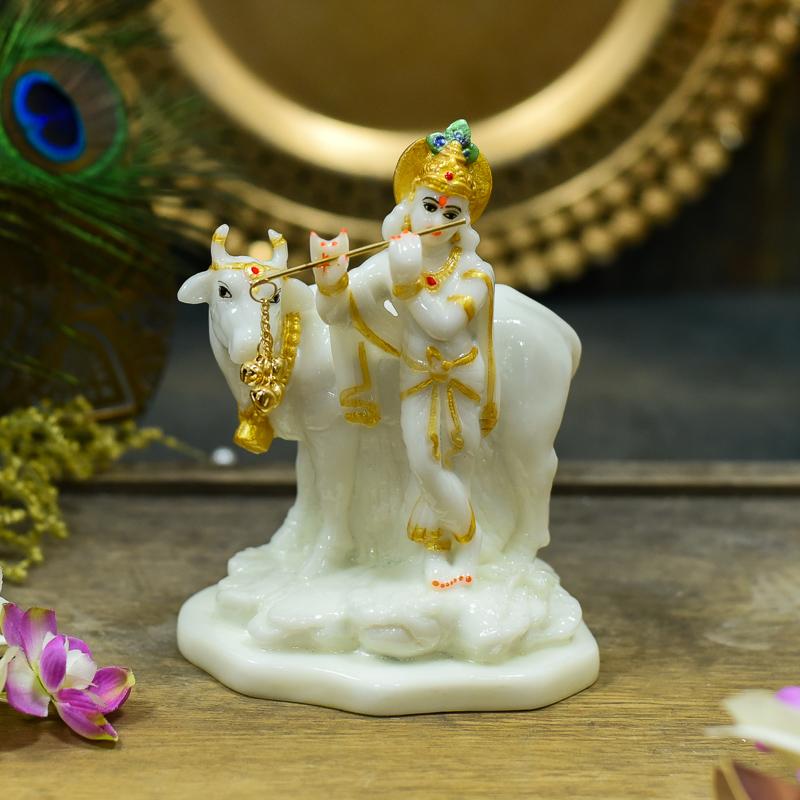 Glossy Krishna Cow Idol