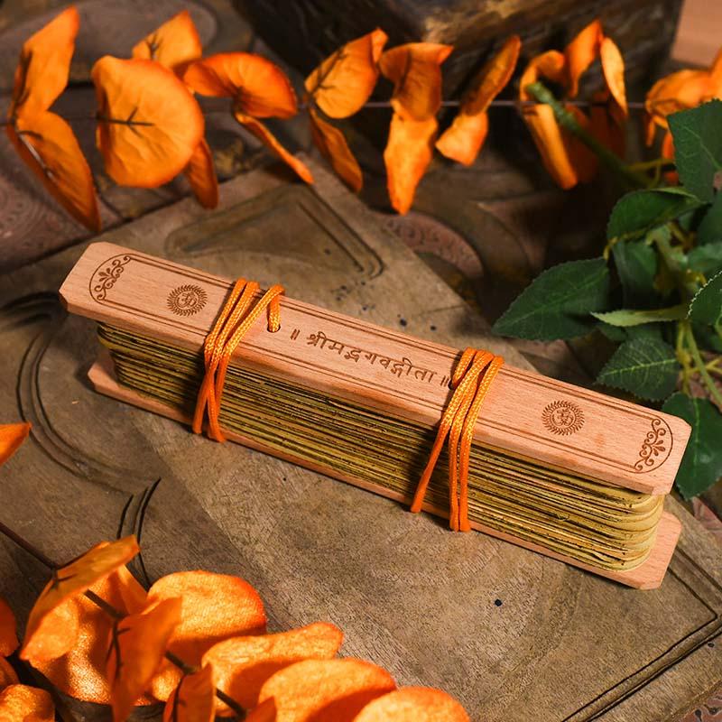 Vintage Handcrafted Palm Leaf Shrimad Bhagvad Gita Scroll