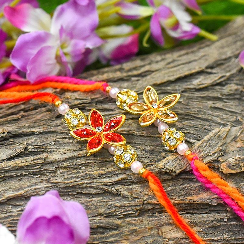 Elegant Floral Rakhi Set of 2