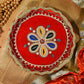 Velvet Red Decorated Pooja Thali