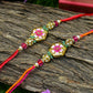 Hand Painted Floral Hexagon Rakhi (Set of 2)