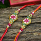 Hand Painted Floral Hexagon Rakhi (Set of 2)