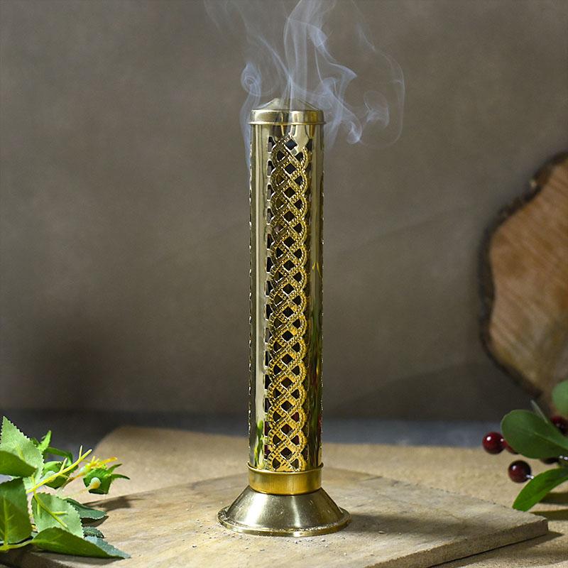 Handmade Brass Agarbatti Incense Holder with Wavy Latticework