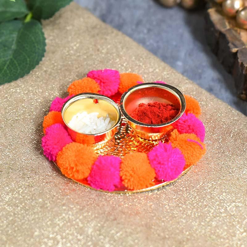 Gorgeous Pom Pom Akshat Roli Platter