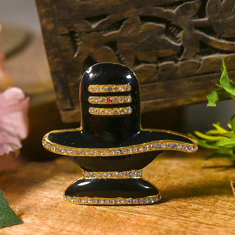 Crystal Diamond Studded Shivling for Car Dashboard