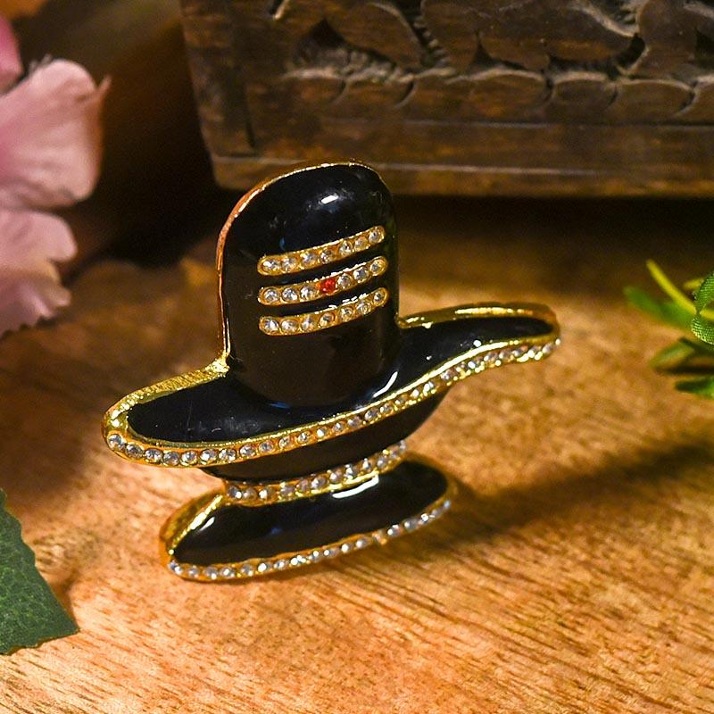 Crystal Diamond Studded Shivling for Car Dashboard