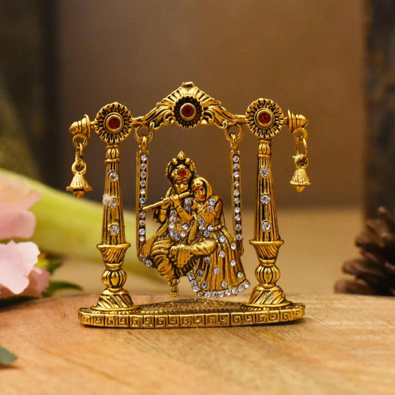 Diamond Studded Radha Krishna Idol on Jhula