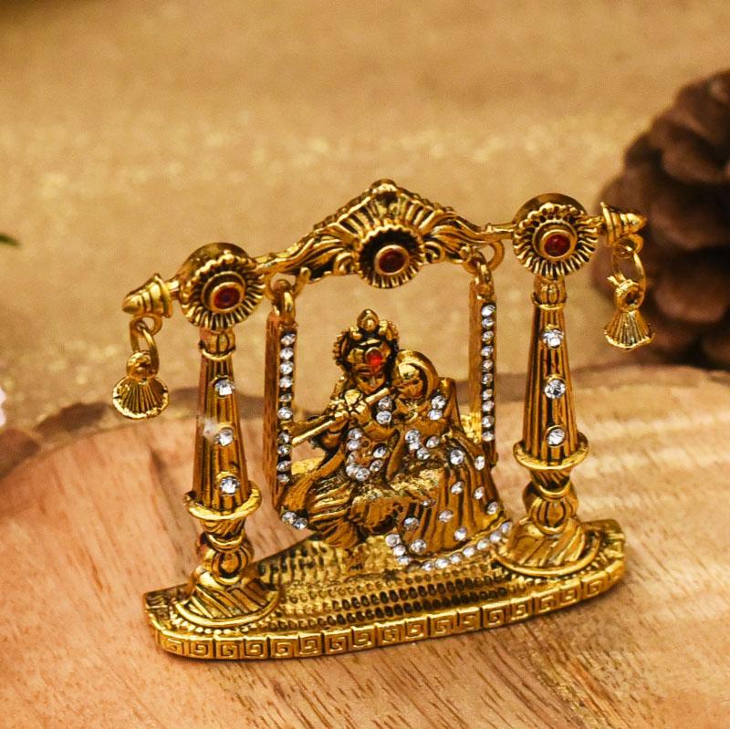 Diamond Studded Radha Krishna Idol on Jhula