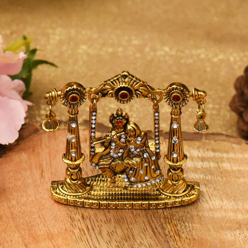 Diamond Studded Radha Krishna Idol on Jhula