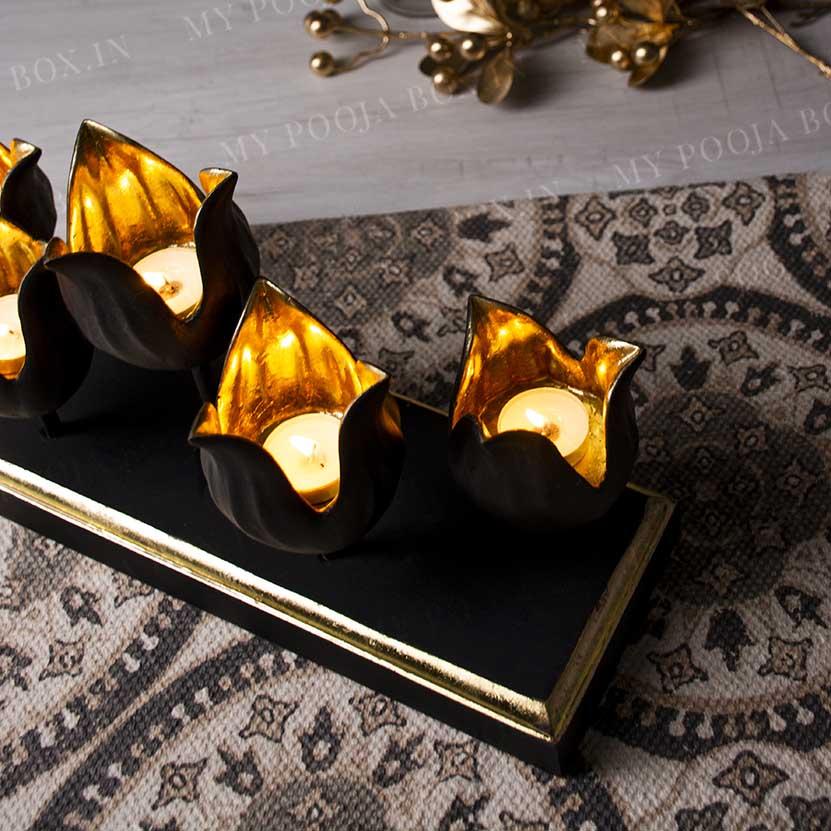 Classic Black Lotus T-light Holder