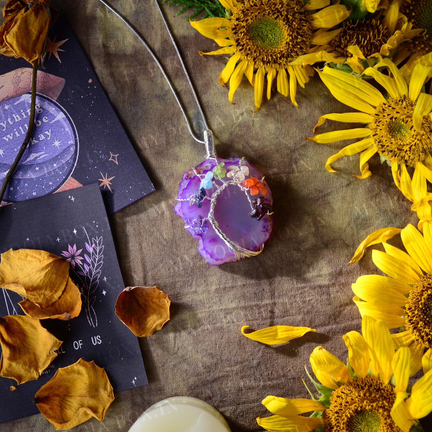 7 Chakra Amethyst Crystal Pendant/Necklace