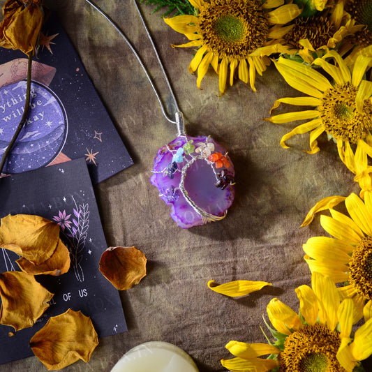 7 Chakra Amethyst Crystal Pendant/Necklace