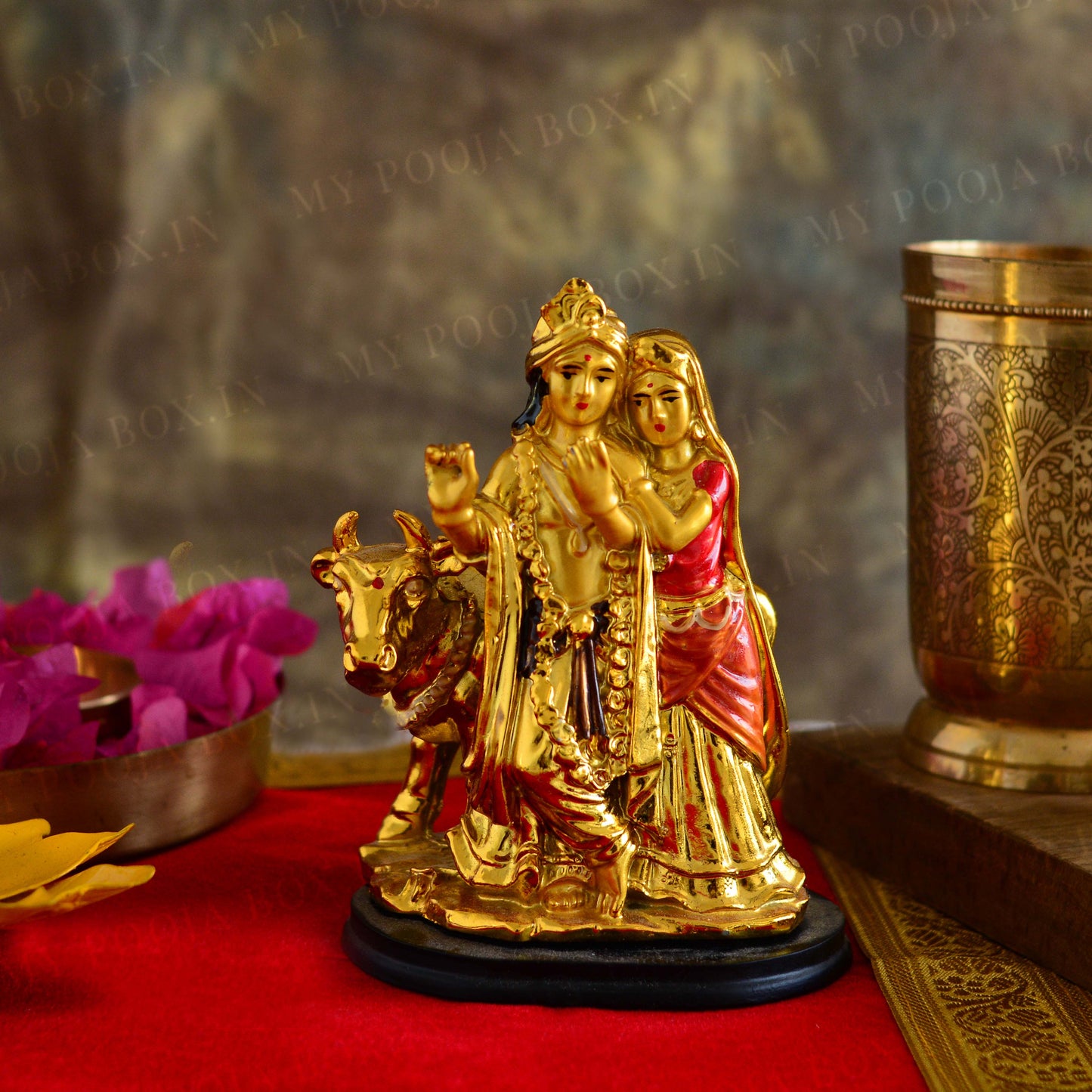 Delightful Radha Krishna with Cow