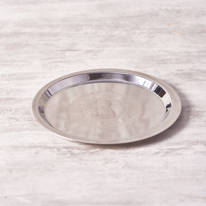 Silver Stainless Steel Pooja Thali Small (Set of 7)