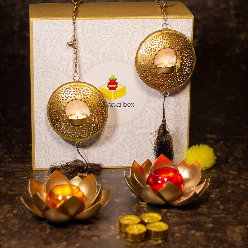 T-Light And Candle Holder Box (Set of 4)