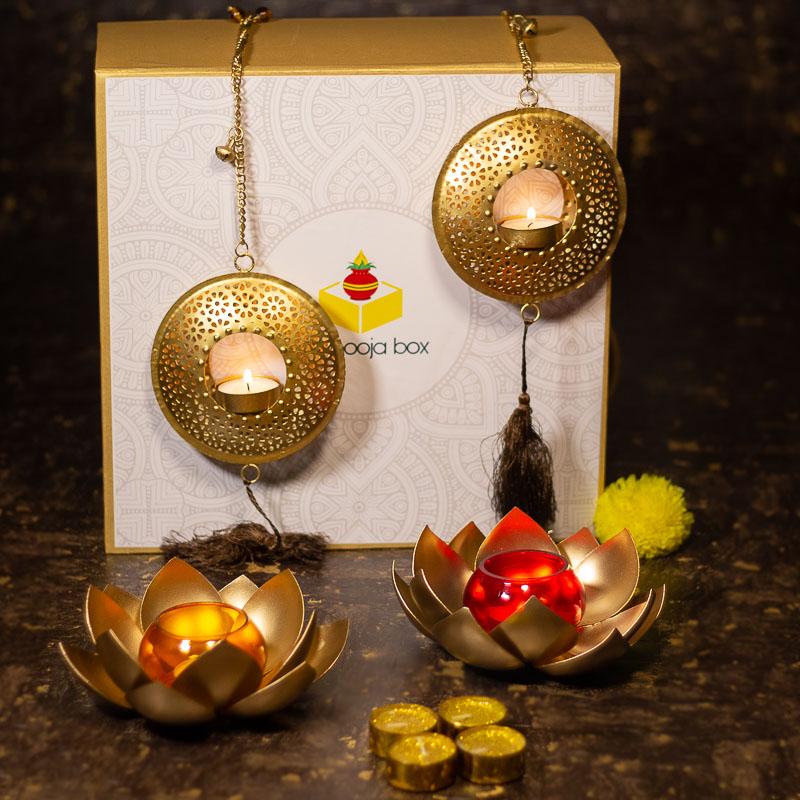 T-Light And Candle Holder Box (Set of 4)