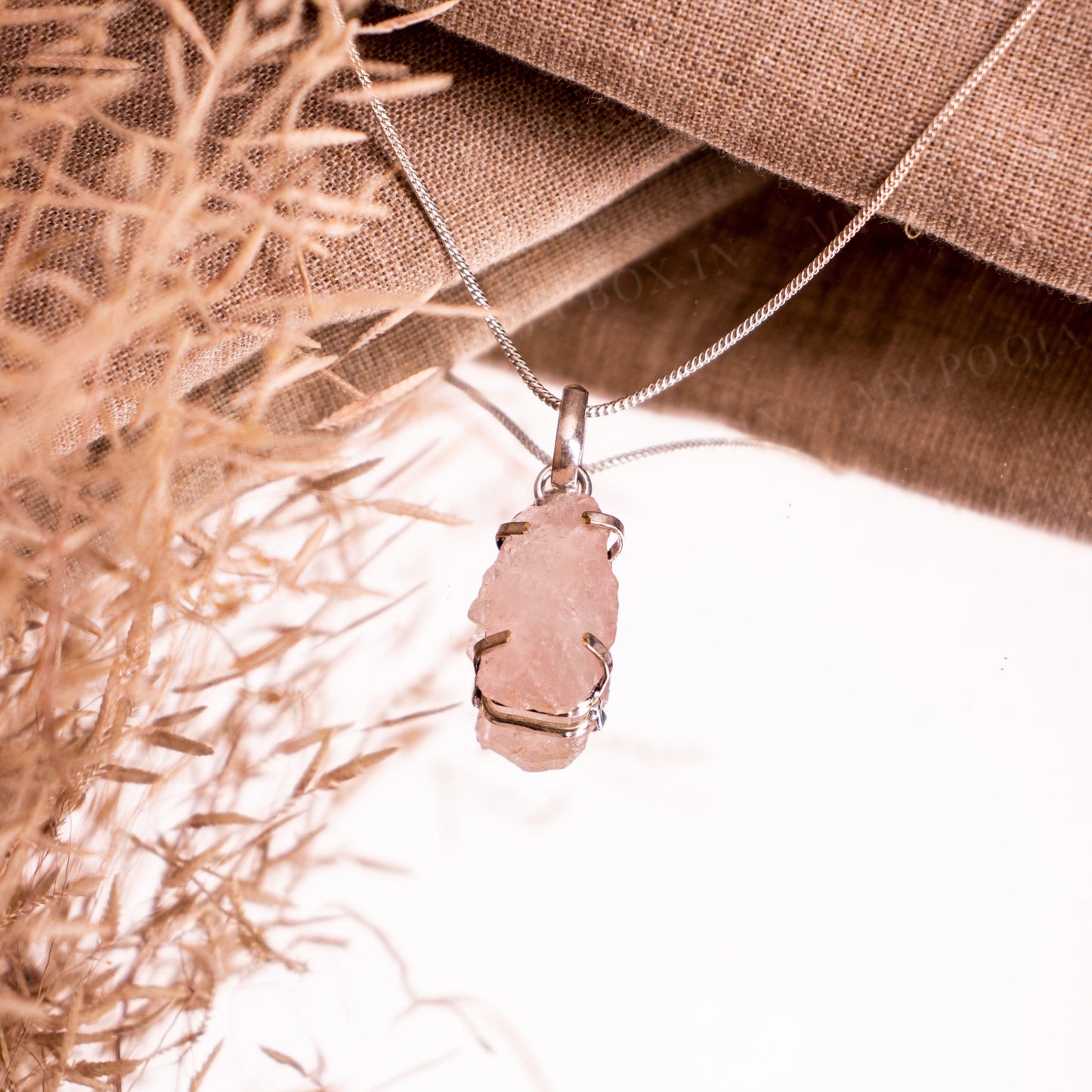 Sterling Silver Rose Quartz Crystal Pendant