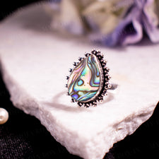 Abalone shell German silver Adjustable Ring