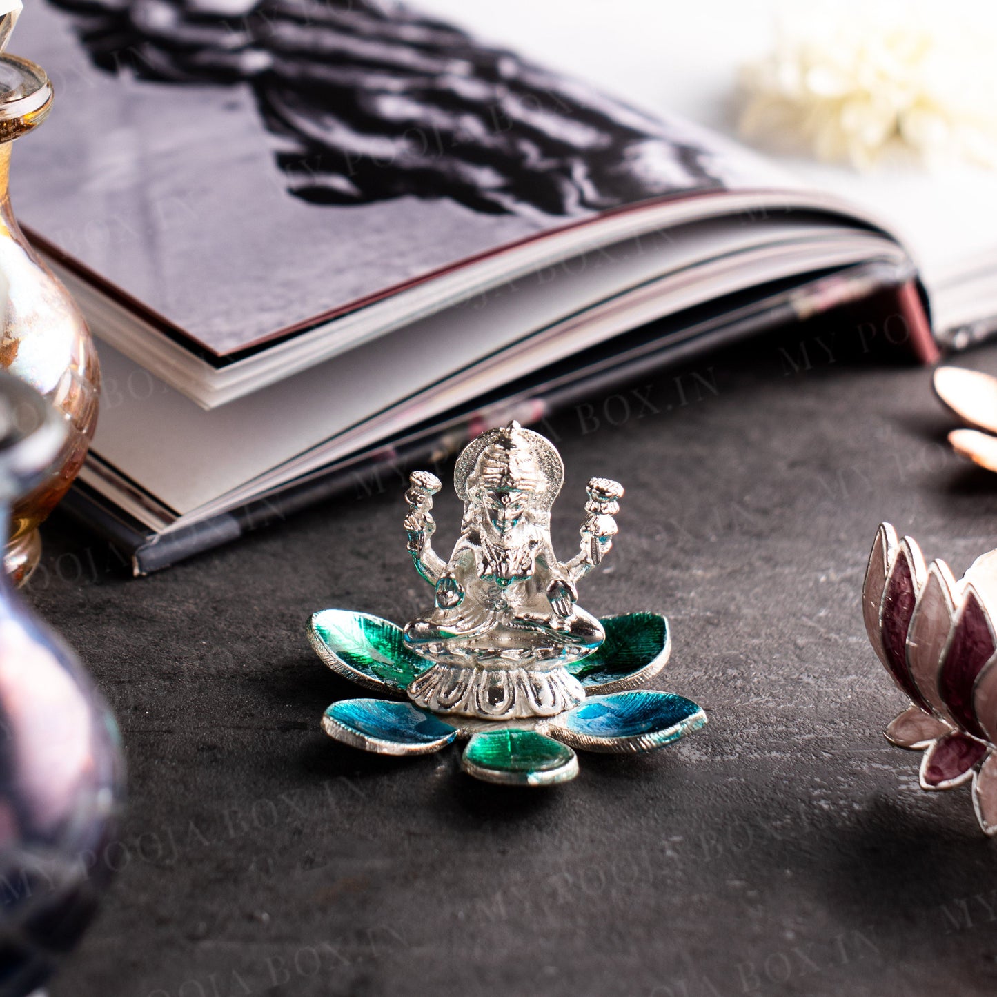 Charming Silver Finish Laxmi Idol