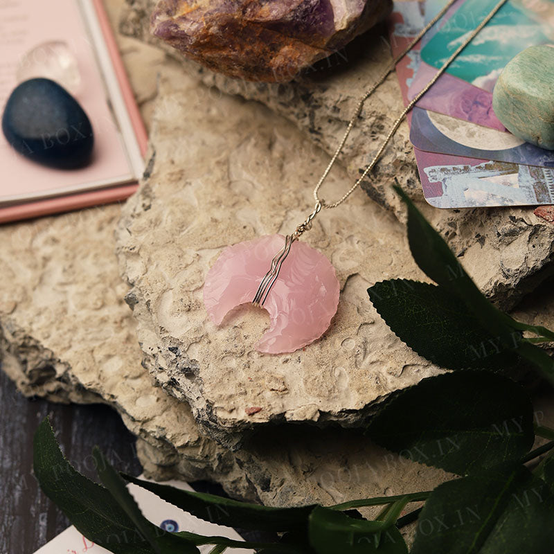 Rose Quartz Moon Pendant