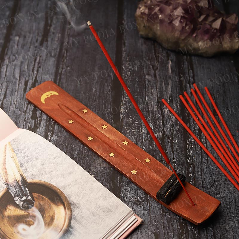 Black Tourmaline Wooden Incense Stand