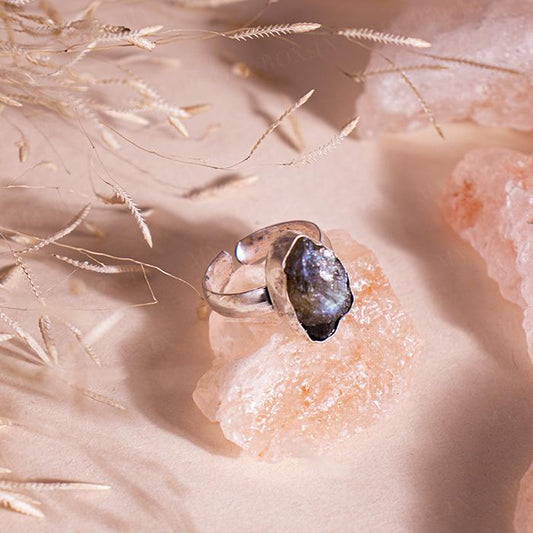 Labradorite German Silver Adjustable Ring